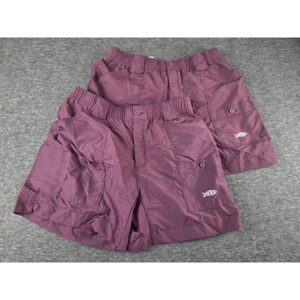 Lot of 2 AFTCO Fishing Shorts Men 36 Purple Original M01 Nylon Cargo Pliers